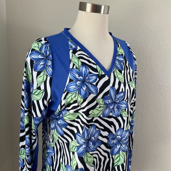 Tail Womens Large Activewear Sinatra Top Zebra Daylily Tennis Shirt Long Sleeve - Picture 4 of 11